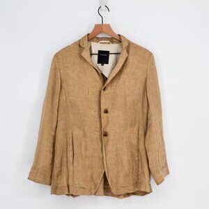 Pas De Calais Linen Twill Tailored Blazer Jacket in Camel Tan Women's 36 S US 4